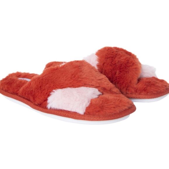 Women's orange faux fur x-band slide/slippers - Picture 4 of 6